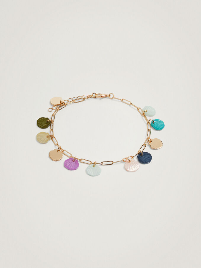 Anklet Bracelet With Shell, Multicolor, hi-res