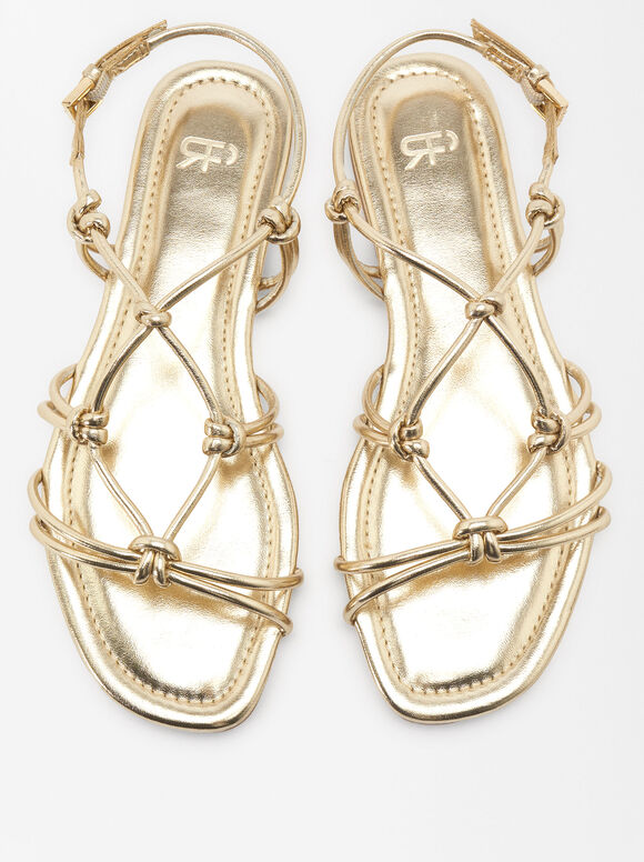 Metallic Flat Sandal Knots, Golden, hi-res
