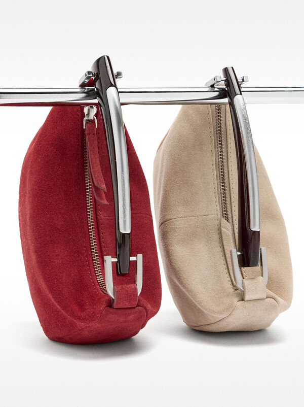 Suede leather handbag