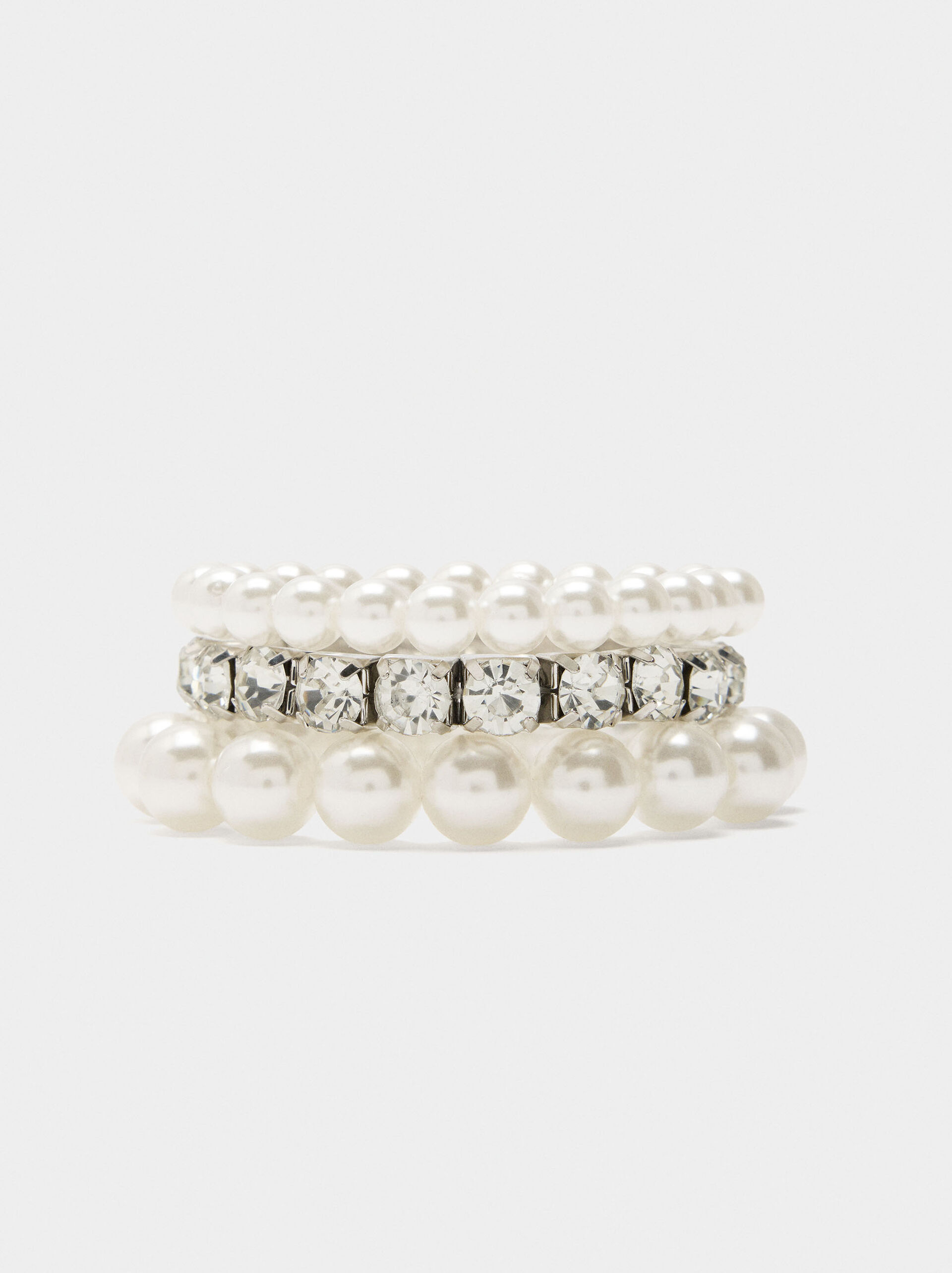 Set of elastic bracelets with crystals image number 0.0
