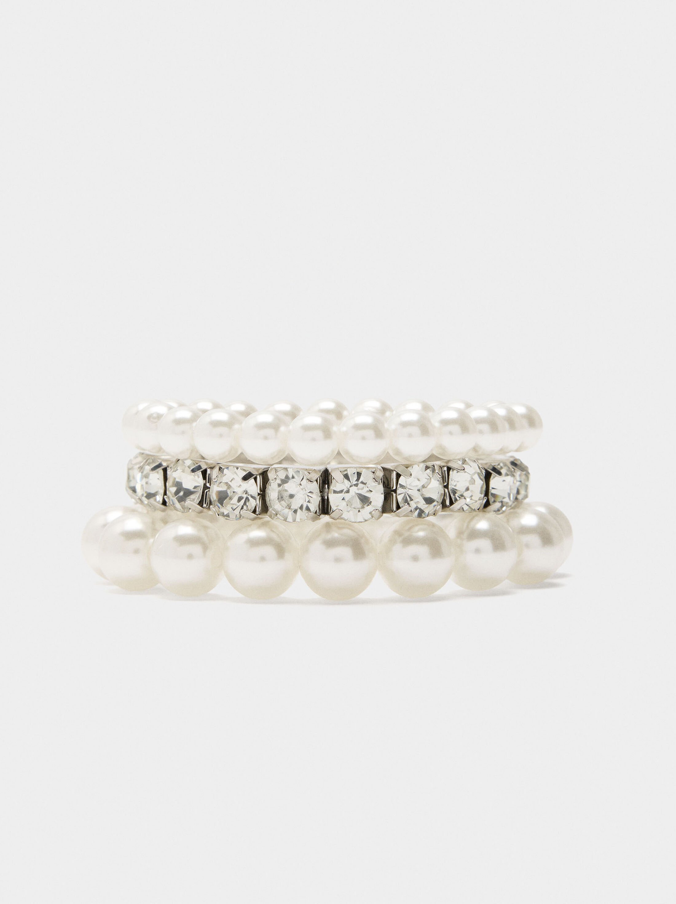 Set of elastic bracelets with crystals image number 0.0