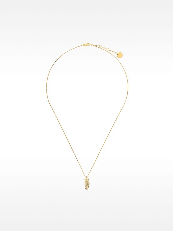 Feather necklace with zircons – 925 sterling silver