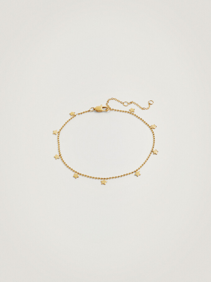 Steel Bracelet With Stars, Golden, hi-res