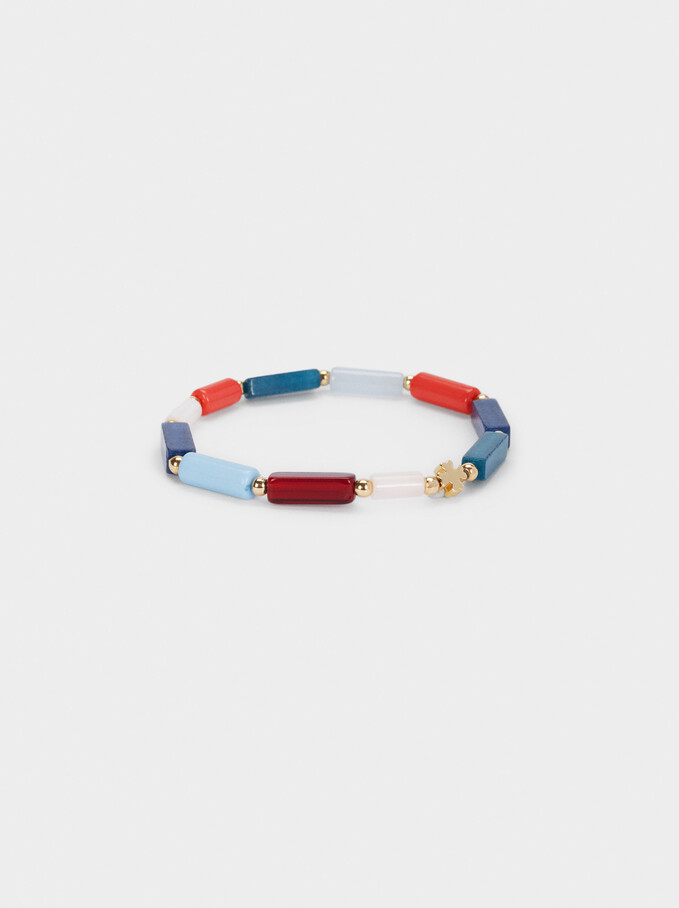 Elastic Bracelet With Stones And Resin, Multicolor, hi-res