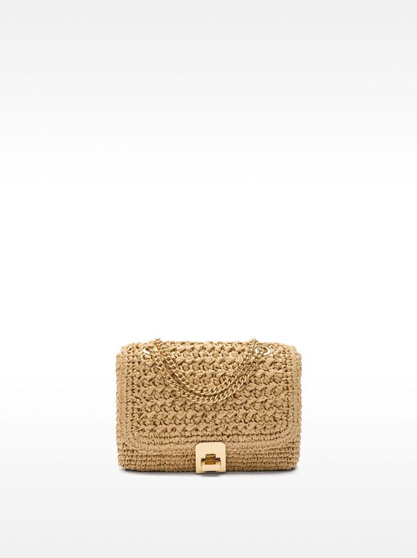 Straw-effect shoulder bag