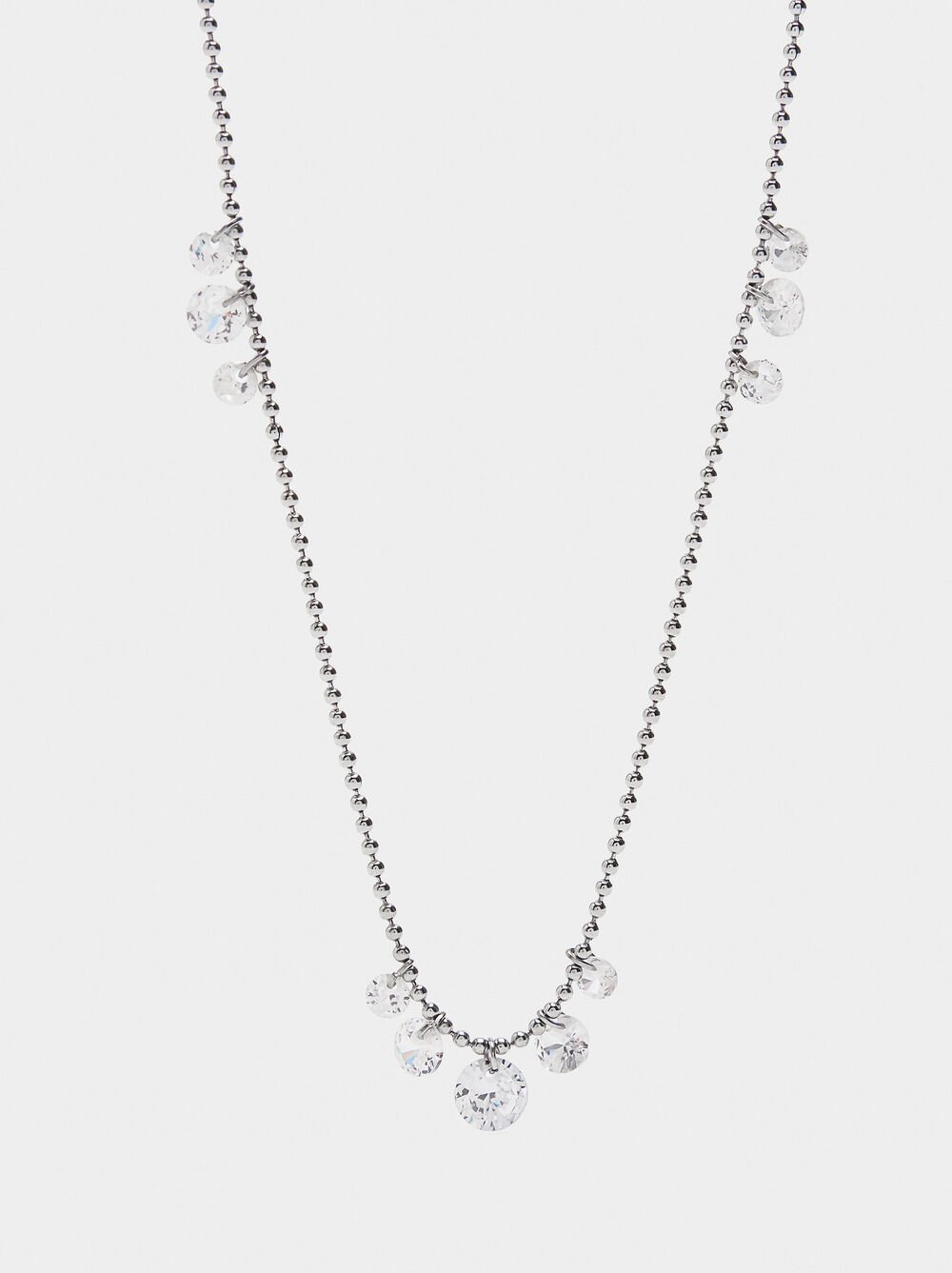 Necklace with crystals - stainless steel