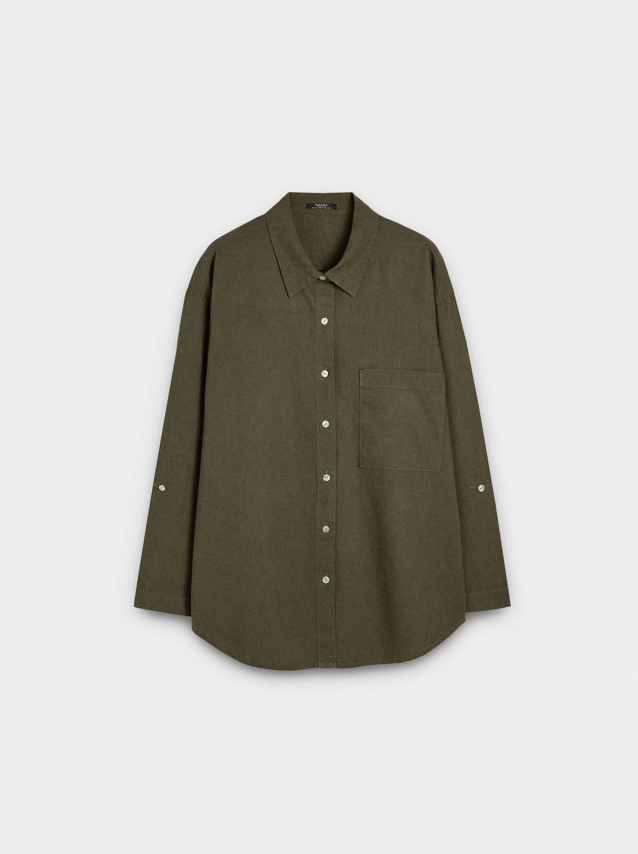 Camisa mezcla de lino con bolsillo image number 6.0
