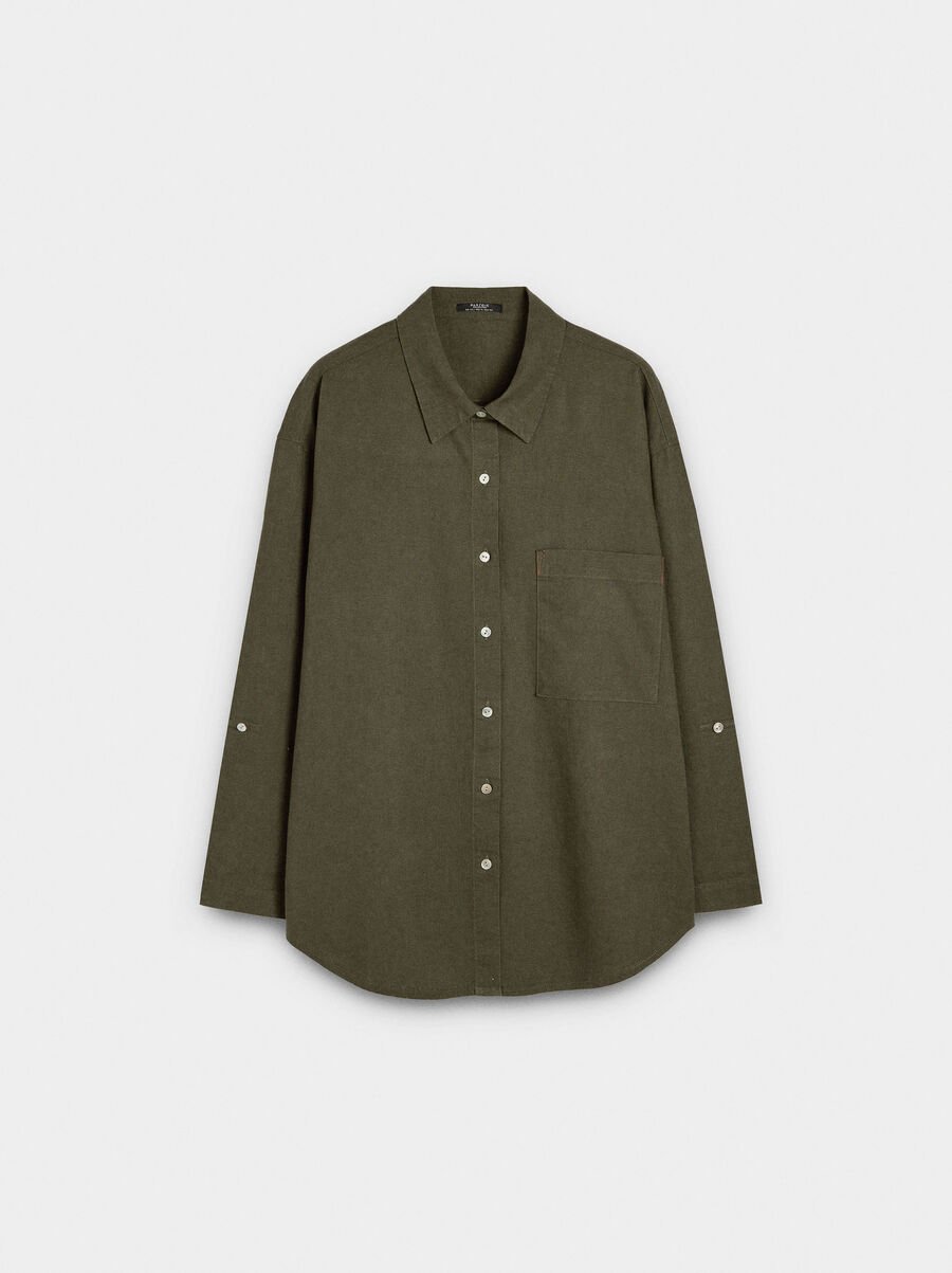 Linen-blend shirt with pocket