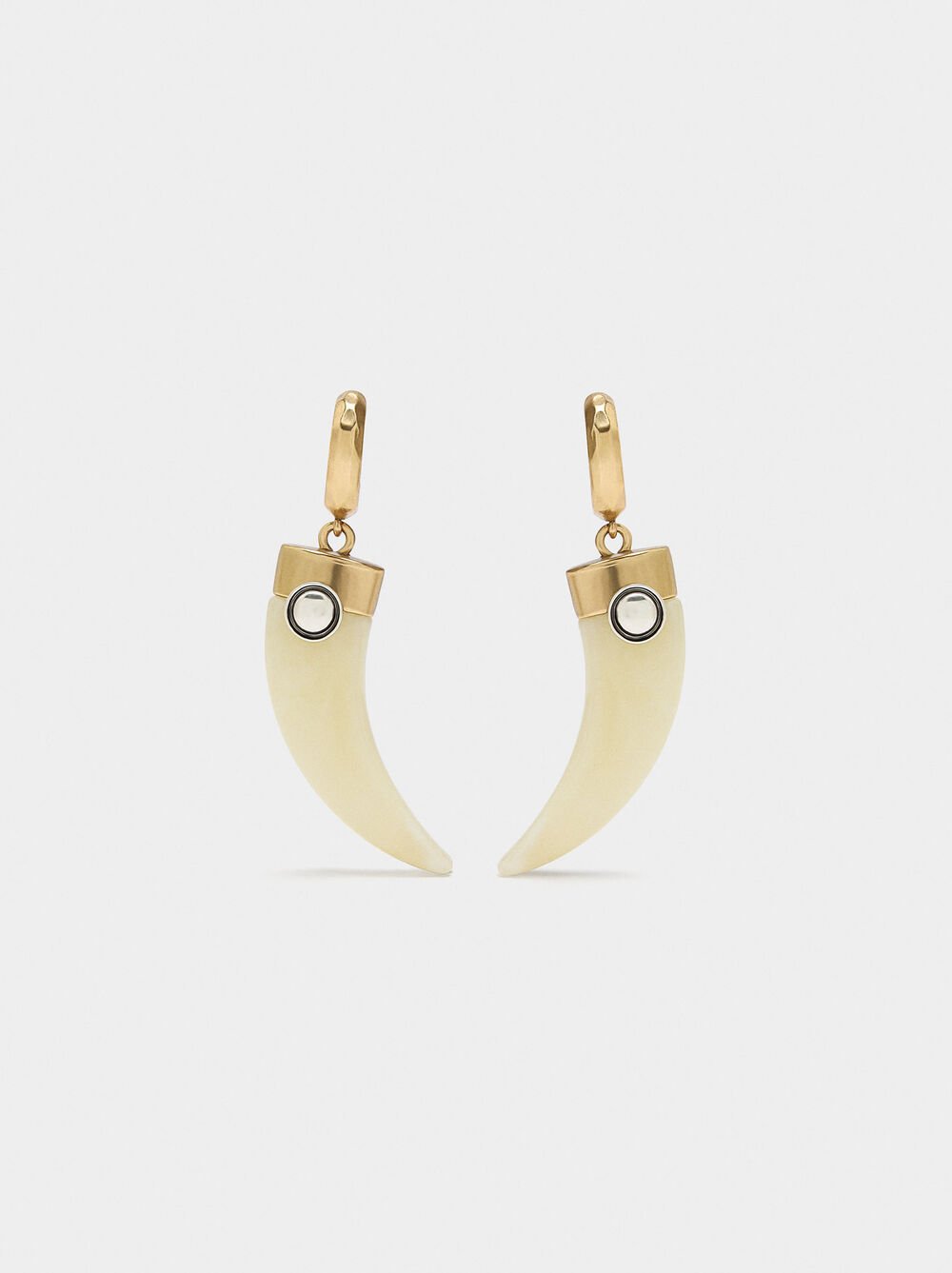 Maxi hoop earrings with horn pendant