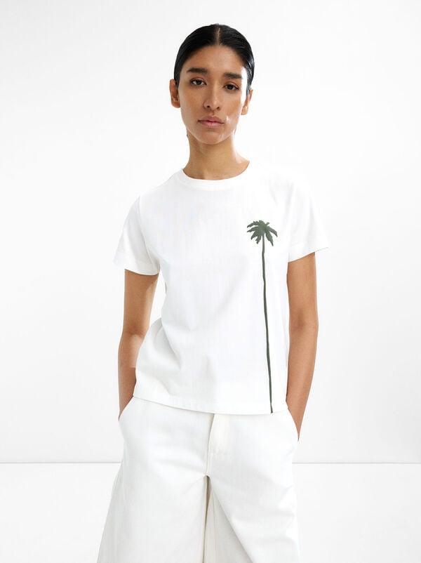 T-shirt 100% cotton palm print