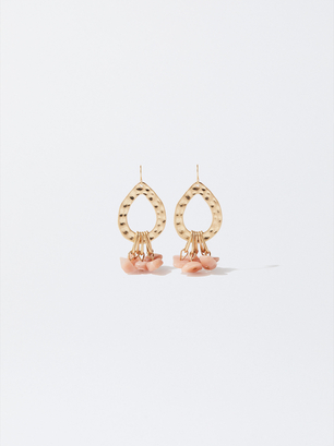 Long Drop Earrings With Beads, Pink, hi-res