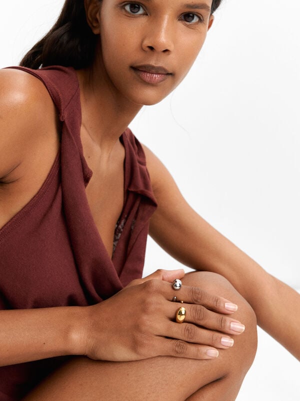 Bicolor open ring set – stainless steel
