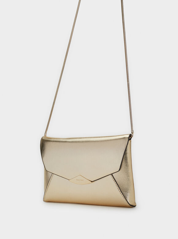 Party Metallic Handbag, Golden, hi-res