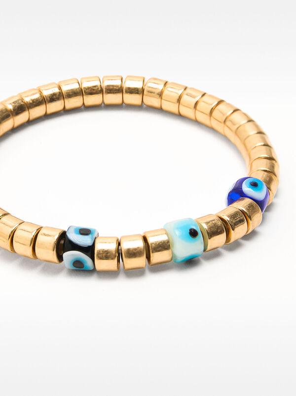 Elastic bracelet with bead eyes