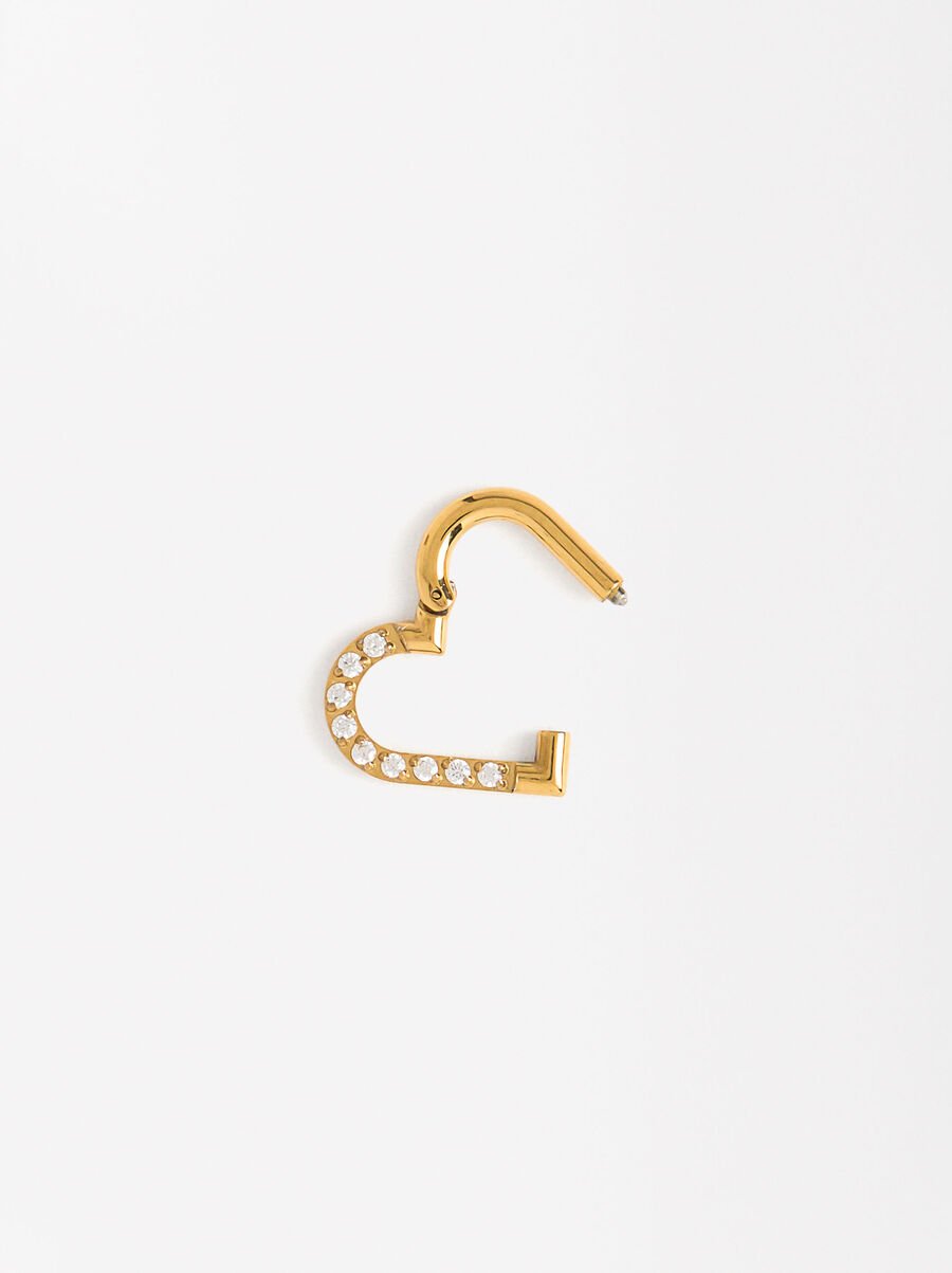 Piercing cœur avec cristaux - acier inoxydable