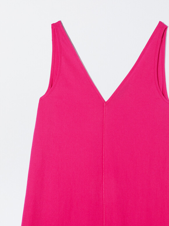Long Strappy Dress, Fuchsia, hi-res