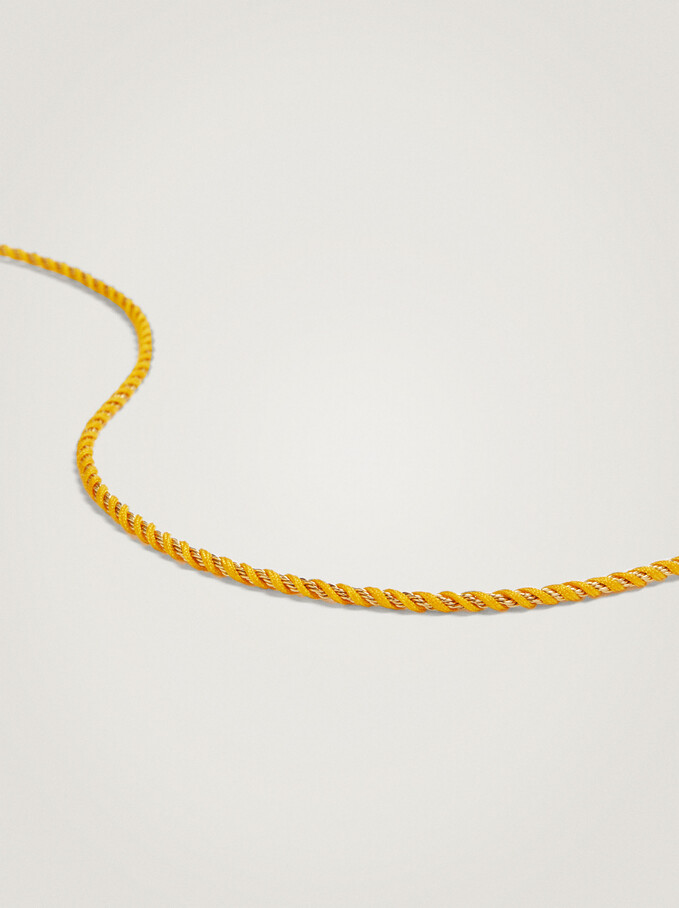 Short Steel Chain Necklace, Yellow, hi-res