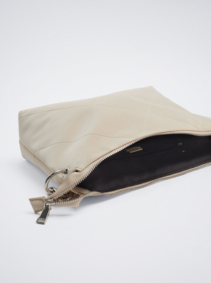 Schultertasche Mit Kettengurt, Ekrü, hi-res