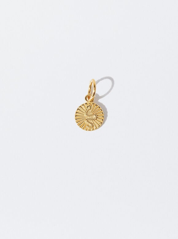Ciondolo Medaglia Serpente In Argento 925 , Golden, hi-res