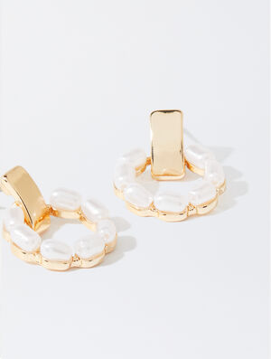 Golden Earrings With Pearls image number 2.0