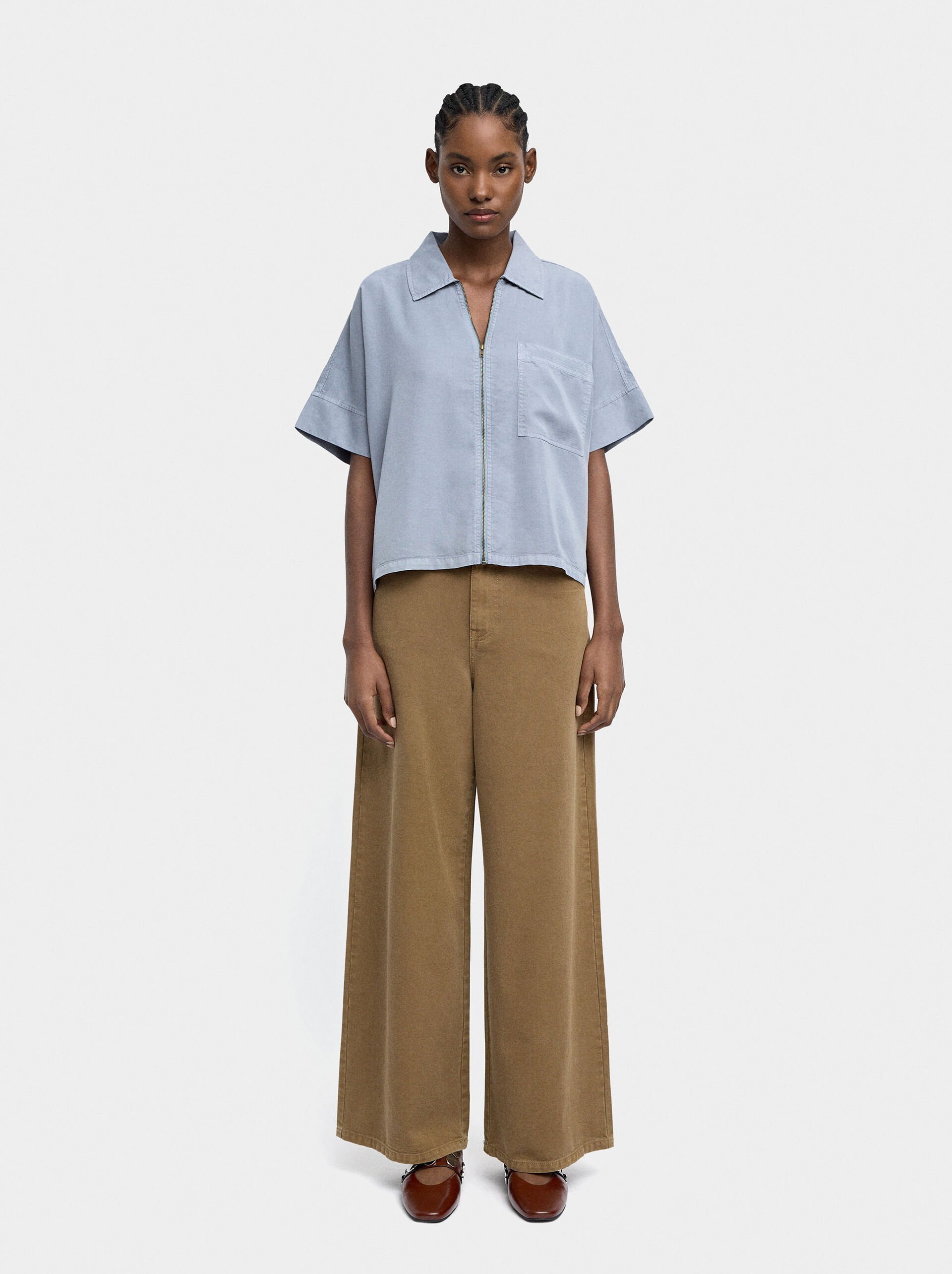 Shirt with zipper closure 100% lyocell image number 0.0