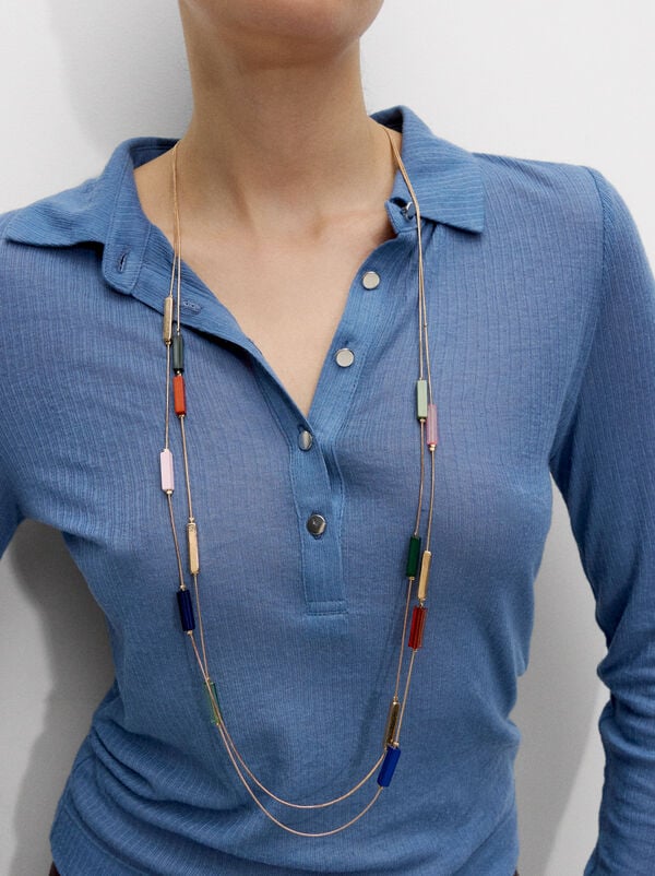Double long multicolored necklace