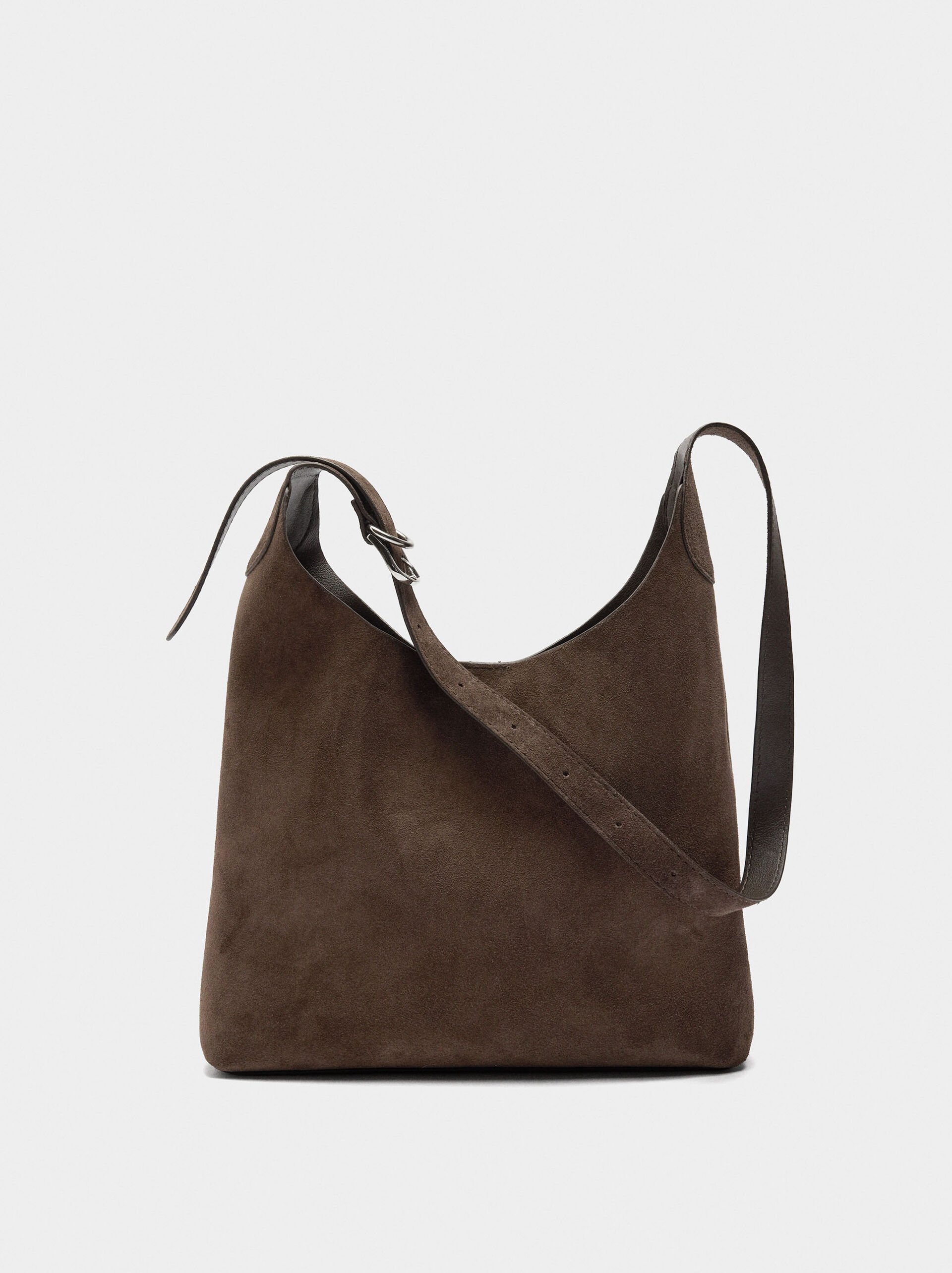 Suede leather shoulder bag image number 0.0