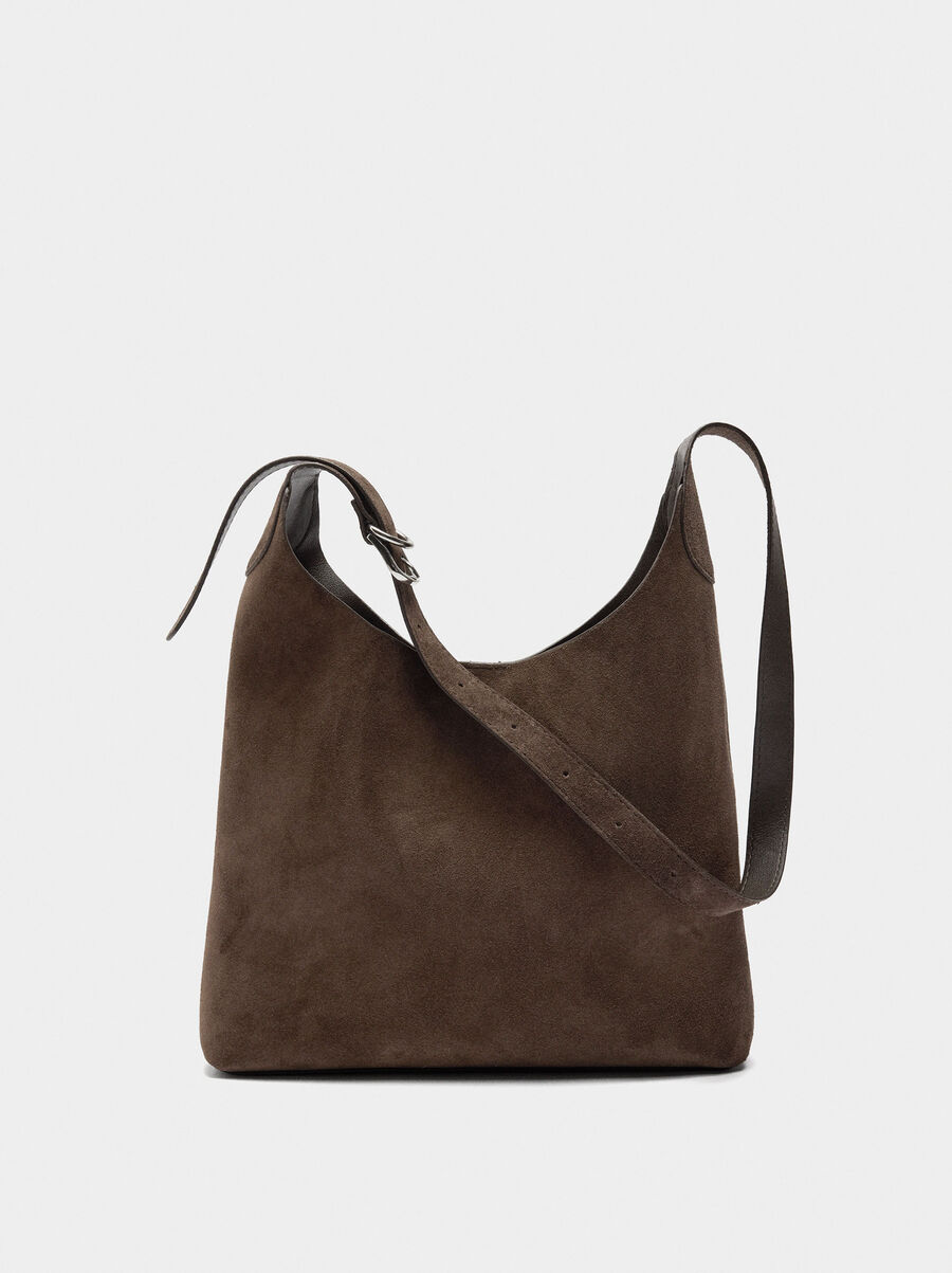 Suede leather shoulder bag