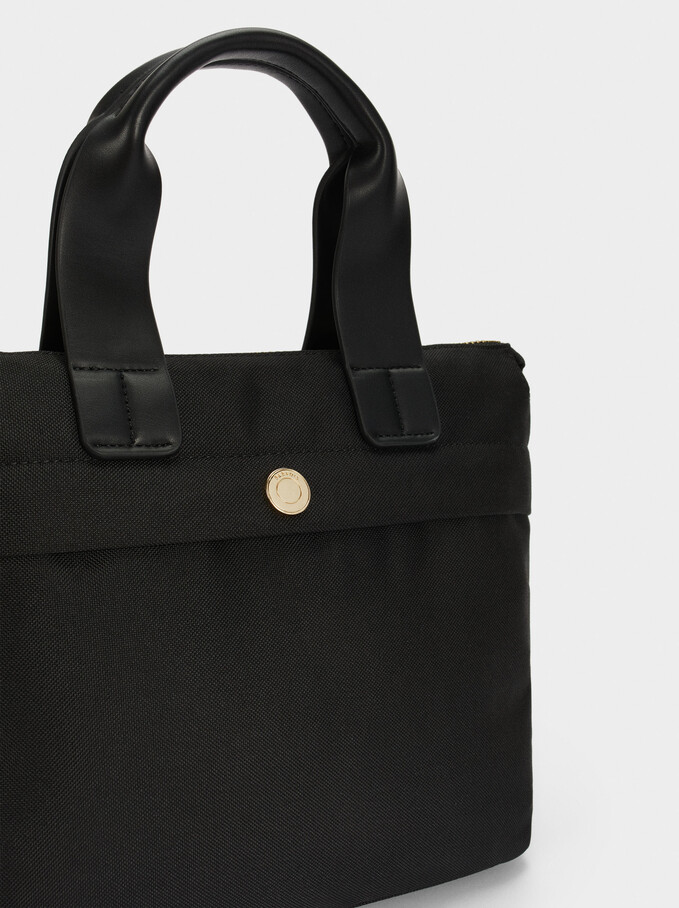 Nylon Shopper Bag, Black, hi-res