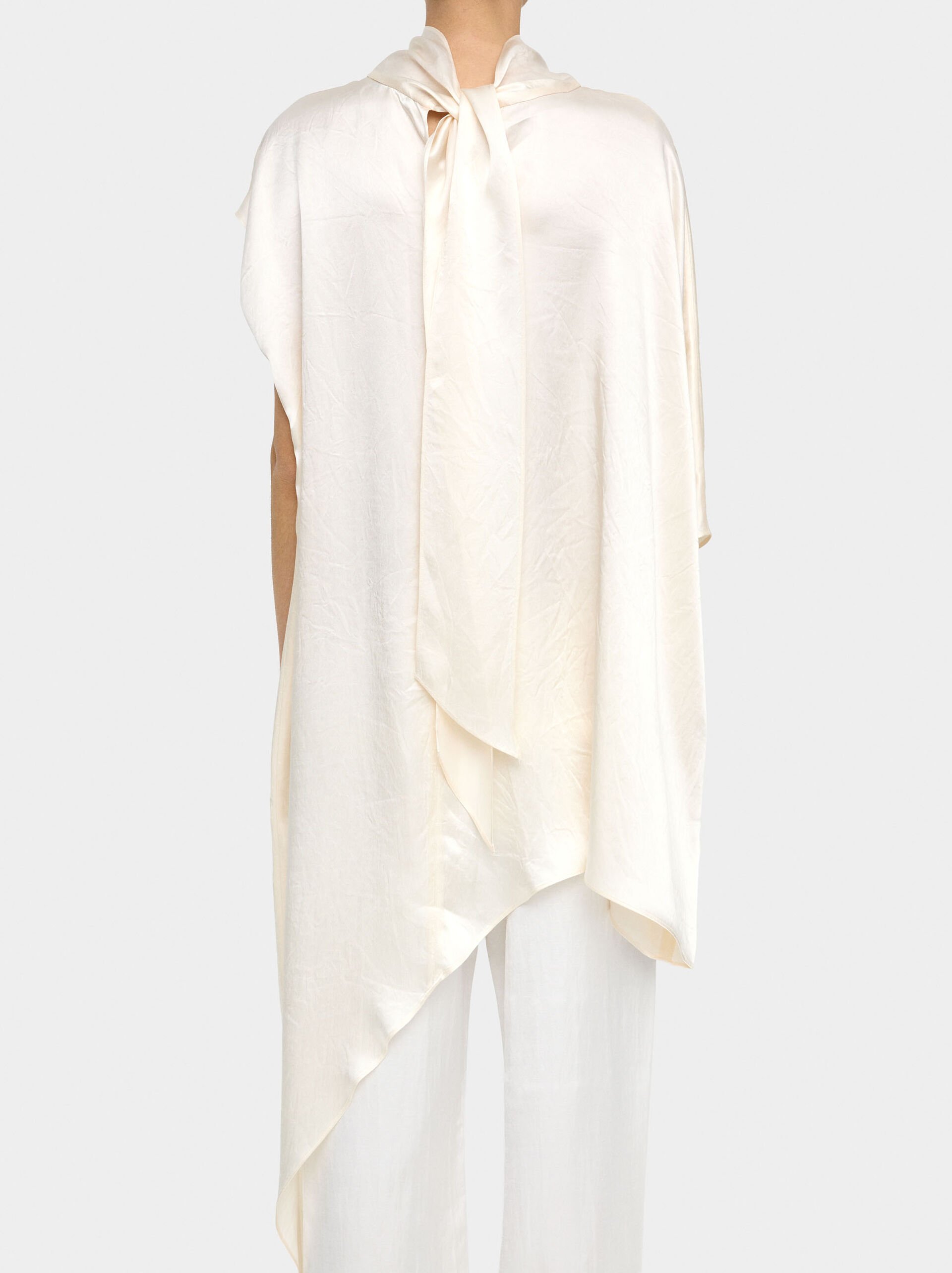 Short asymmetric satin dress image number 5.0