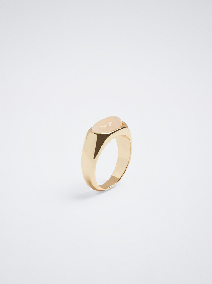 Ring With Semiprecious Stone, Pink, hi-res