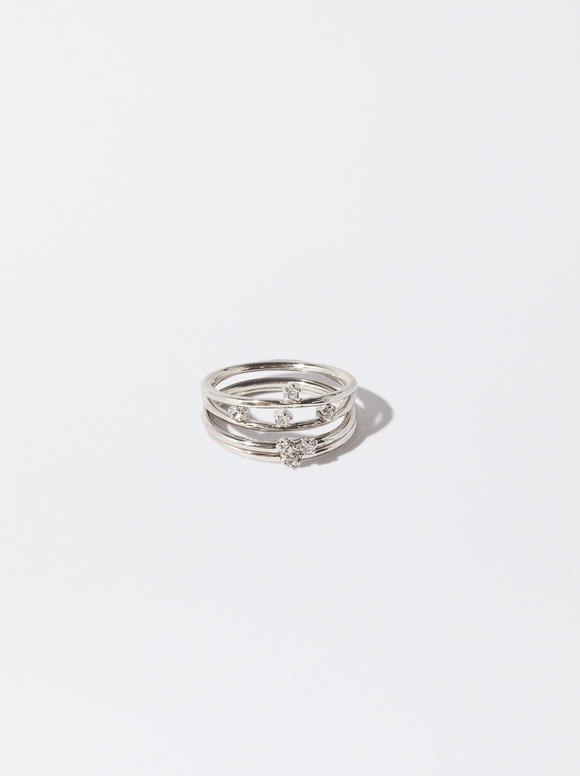 Ring With Zirconia, Silver, hi-res