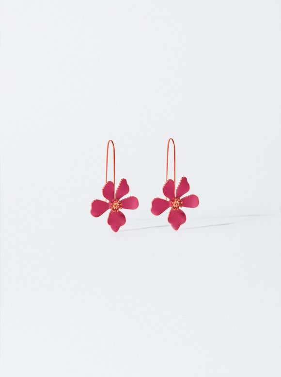Flower Earrings, Pink, hi-res