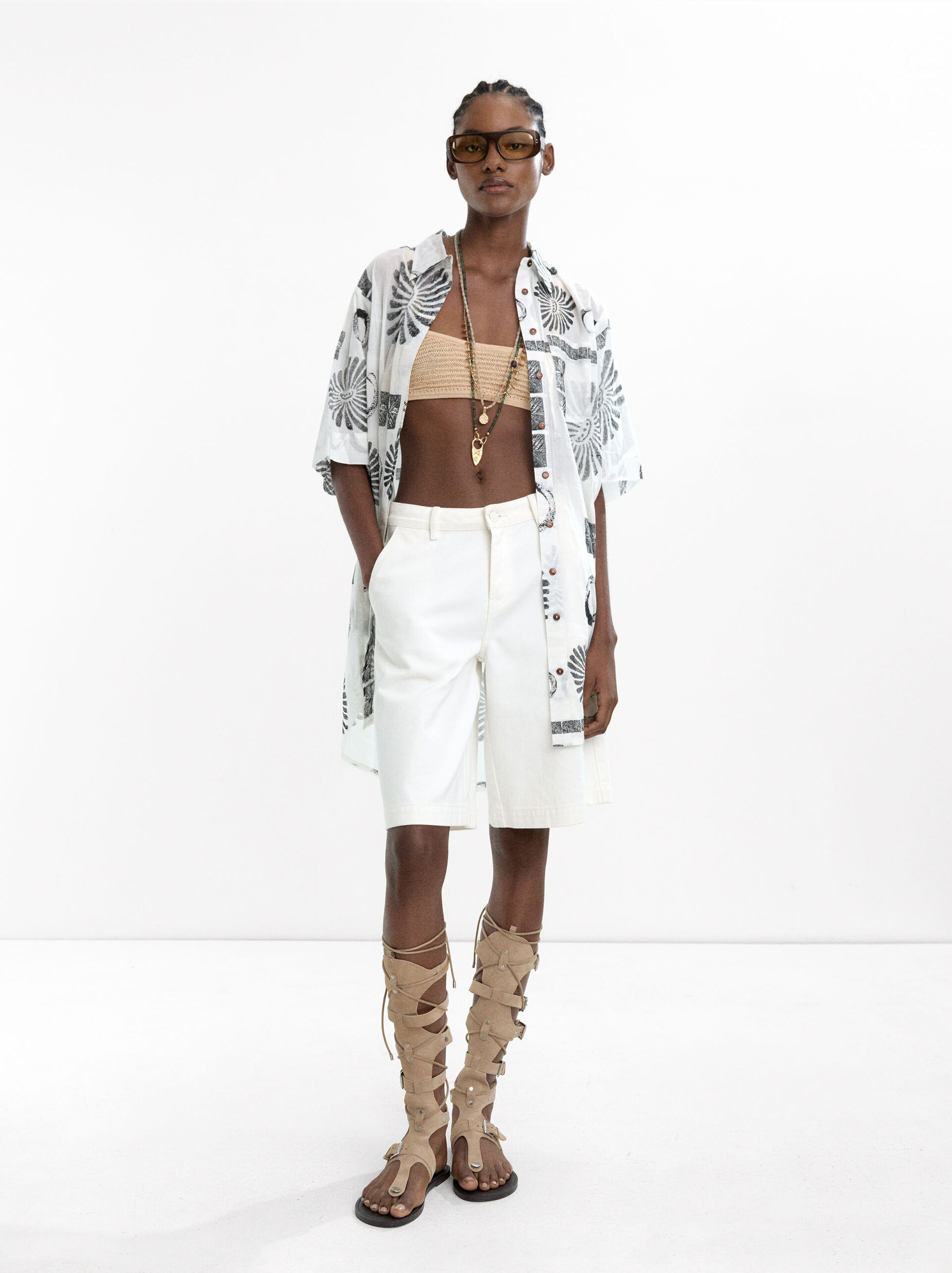 Short printed shirt dress image number 0.0