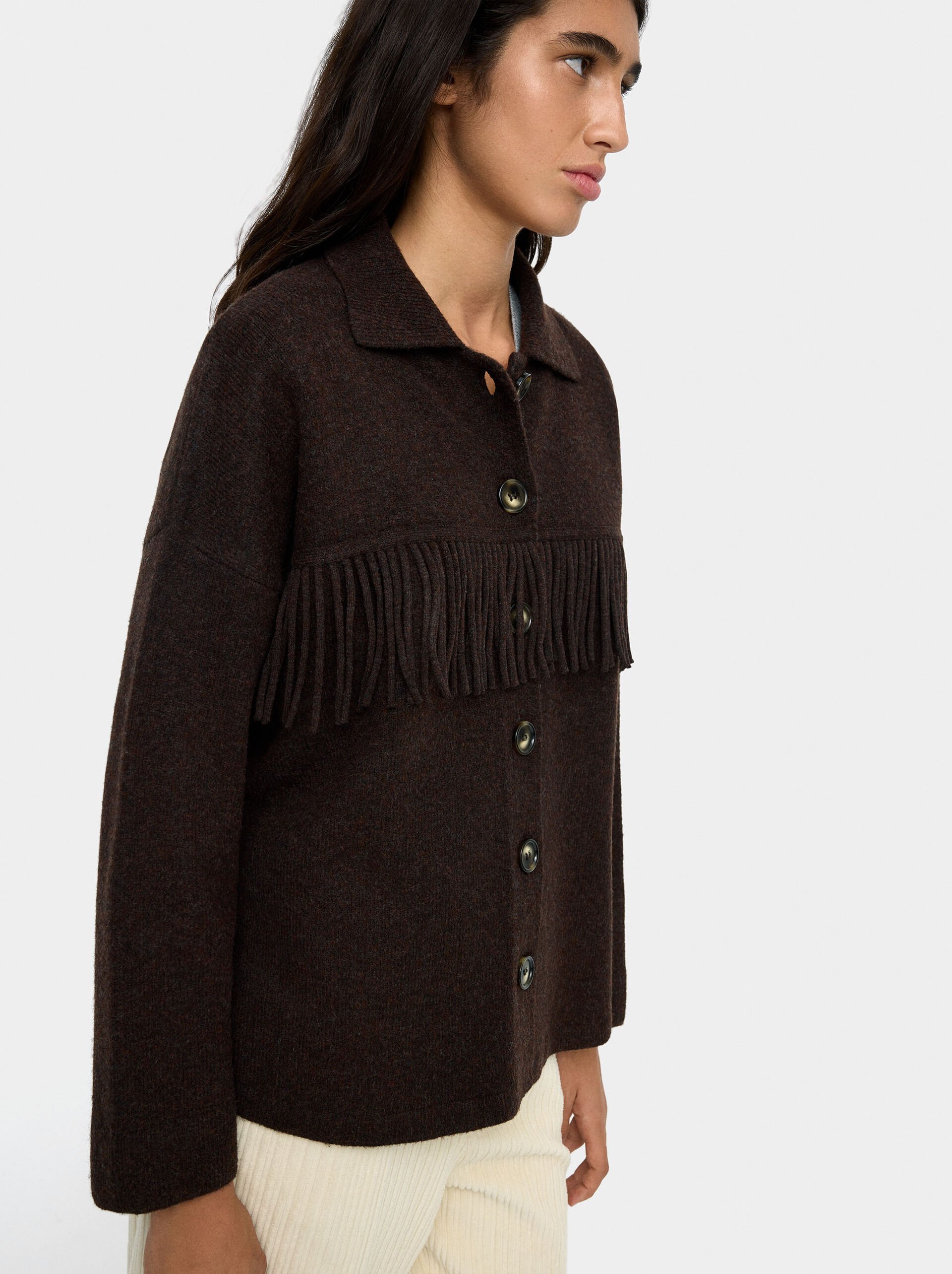 Knit cardigan with fringes image number 3.0