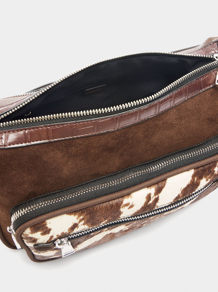 Crossbody bag with leather