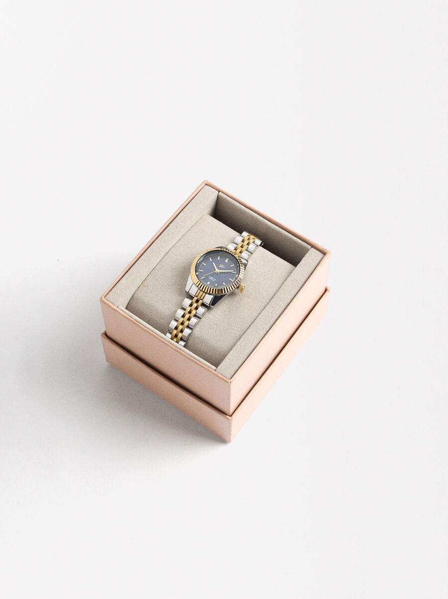 Watch with two-toned steel strap