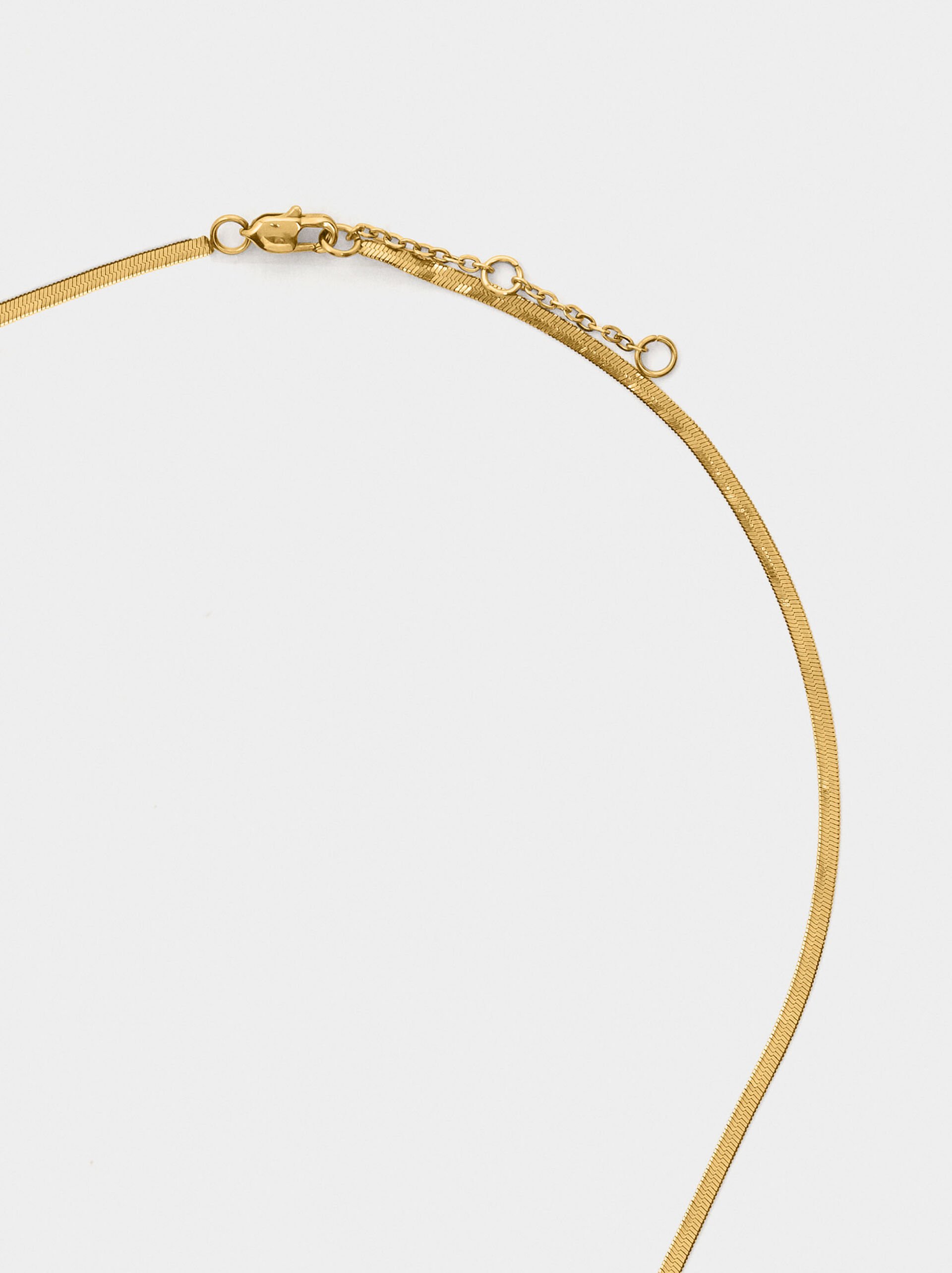 Snake chain necklace with heart - stainless steel image number 3.0