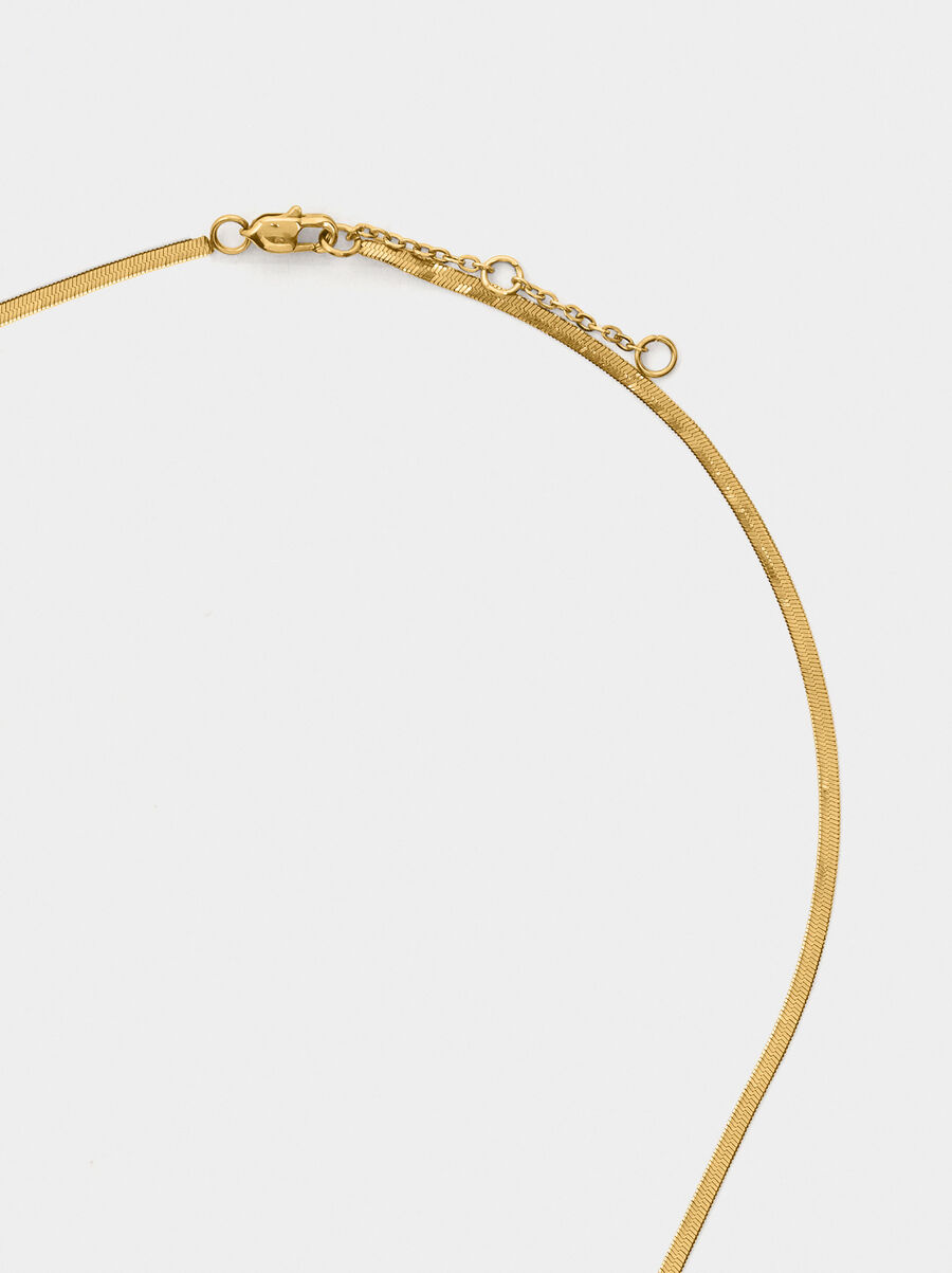 Snake chain necklace with heart - stainless steel