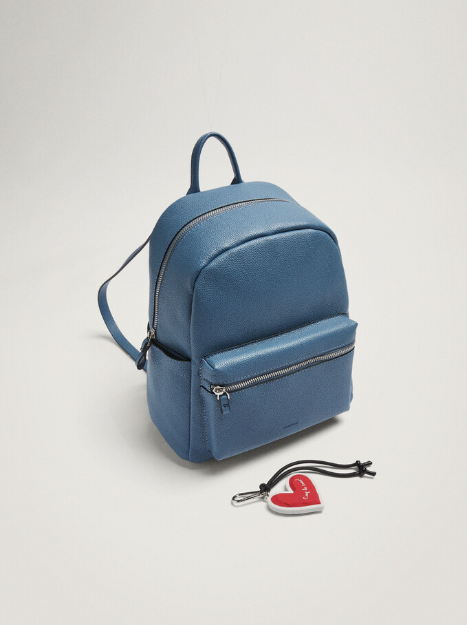 Backpack With Heart Pendant, Blue, hi-res