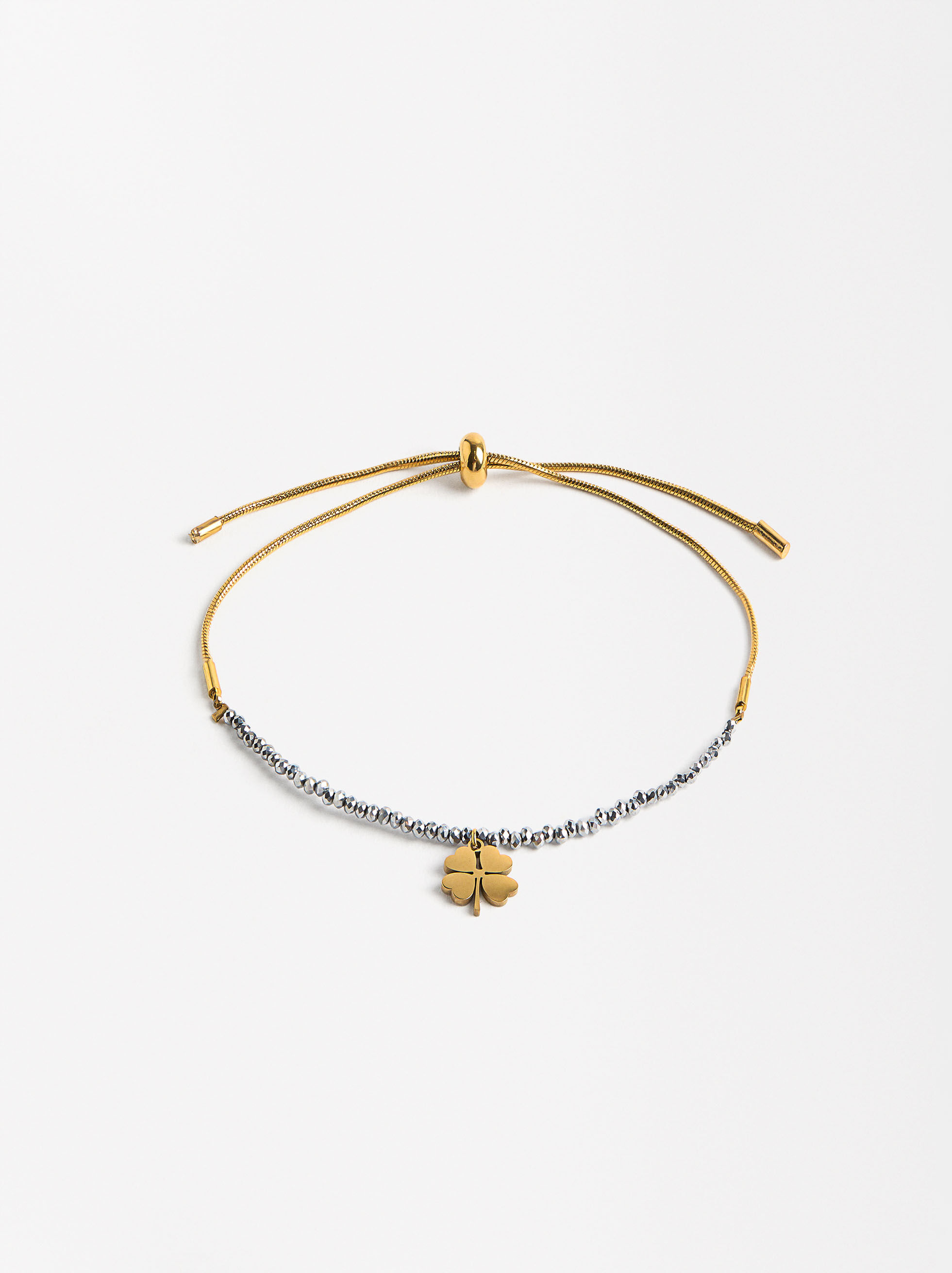 Bicolor Adjustable Bracelet with Charm - Stainless Steel