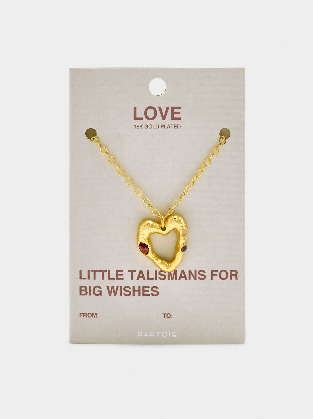 Heart pendant necklace with stones - 18k gold swim