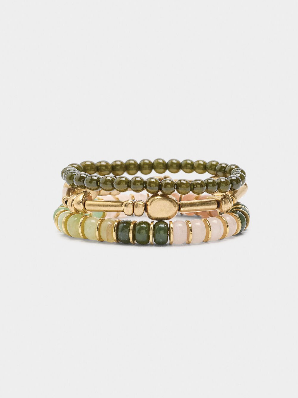 Set of bracelets with stones and resin
