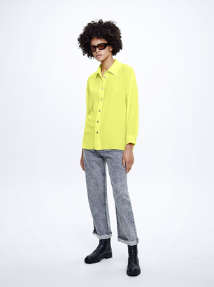 Long-Sleeve Textured Shirt, Yellow, hi-res