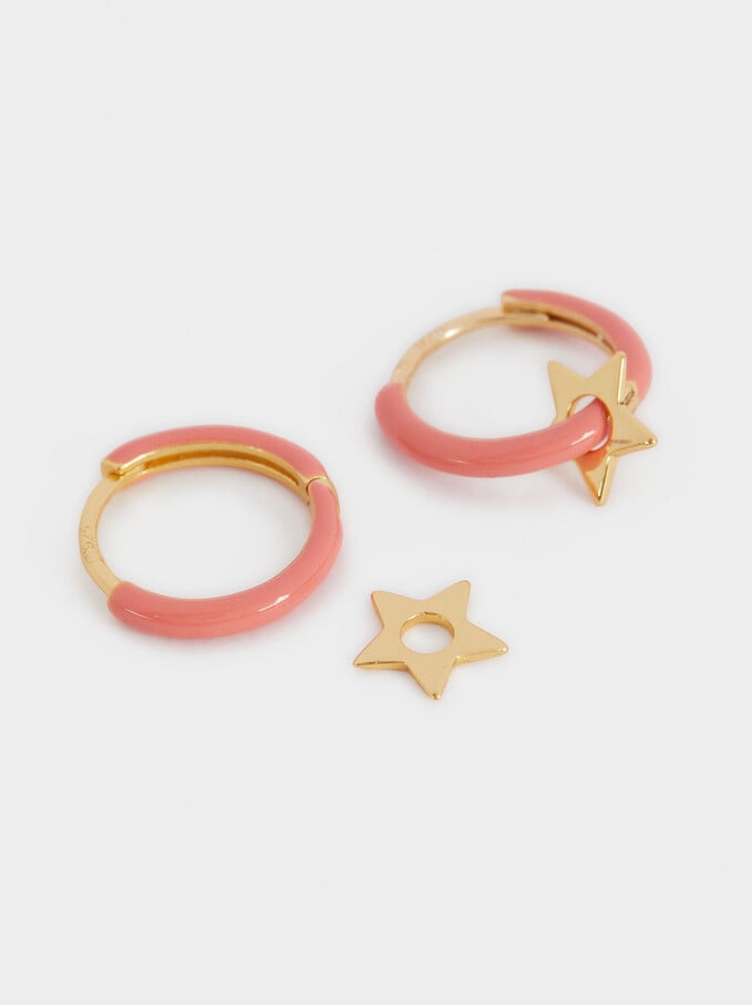 Sterling Silver Small Hoop Earrings - Coral - - - parfois.com