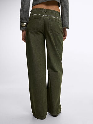 Pantaloni In Cotone Con Borchie image number 4.0