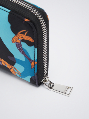 Printed Nylon Wallet, Blue, hi-res