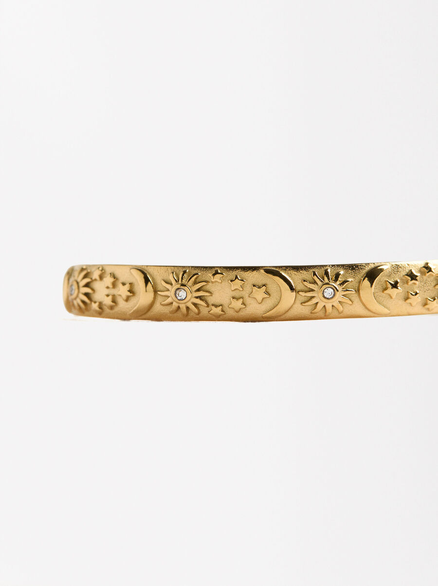 Bracelet rigide soleil et lune - Acier inoxydable