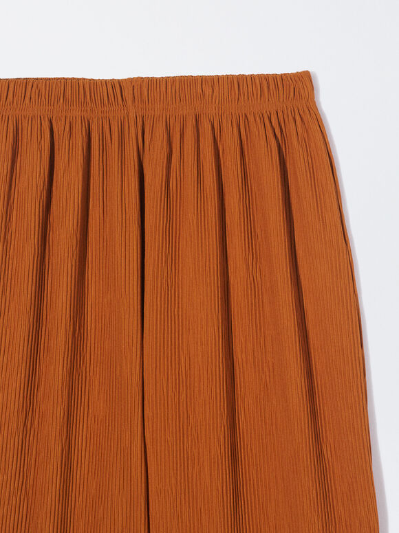 Pantalon  Fluide Avec Taille Élastique, Orange, hi-res