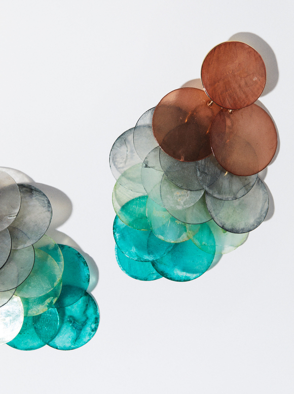 Shell Earrings, Multicolor, hi-res